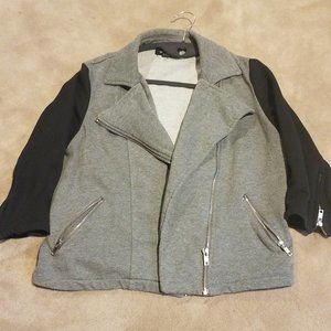 GRAY/BLACK MOTO STYLE SWEATSHIRT JACKET